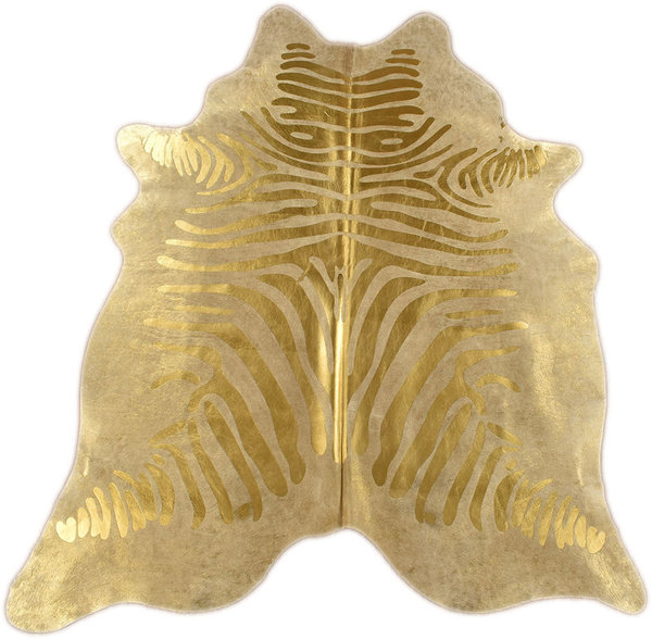 Premium Kuhfell Zebra mit Gold Prägung 210 x 170 cm