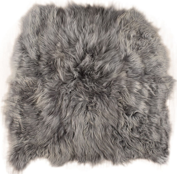 Öko Lammfell Teppich grau gefärbt 180 x 160 cm langwollig