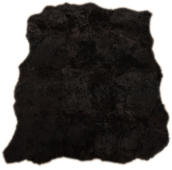 Lammfell Teppich schwarz natur kurzwollig 220 x 180 cm