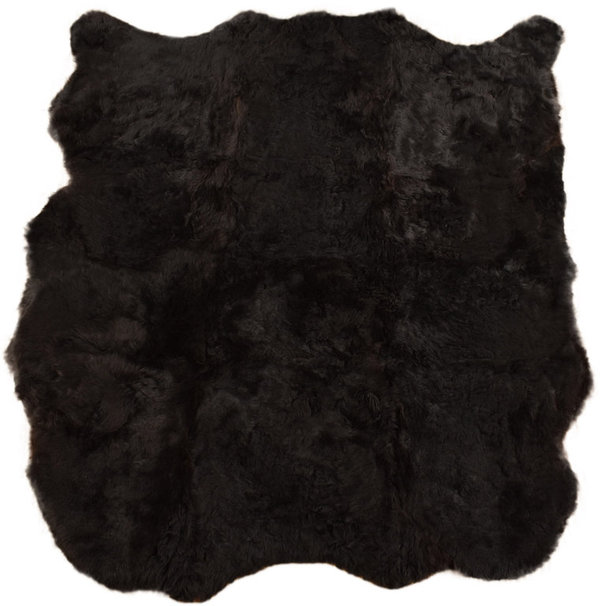 Lammfell Teppich schwarz natur kurzwollig 170 x 190 cm