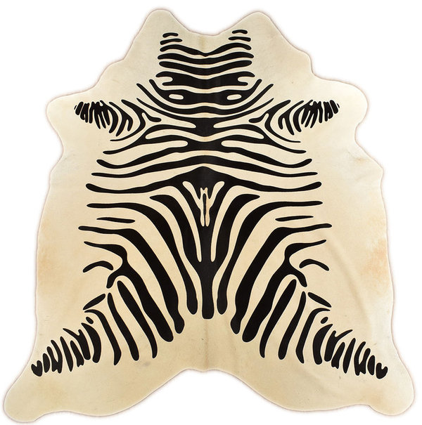 Premium Kuhfell Stierfell weiss mit Zebra Optik 210 x 180 cm
