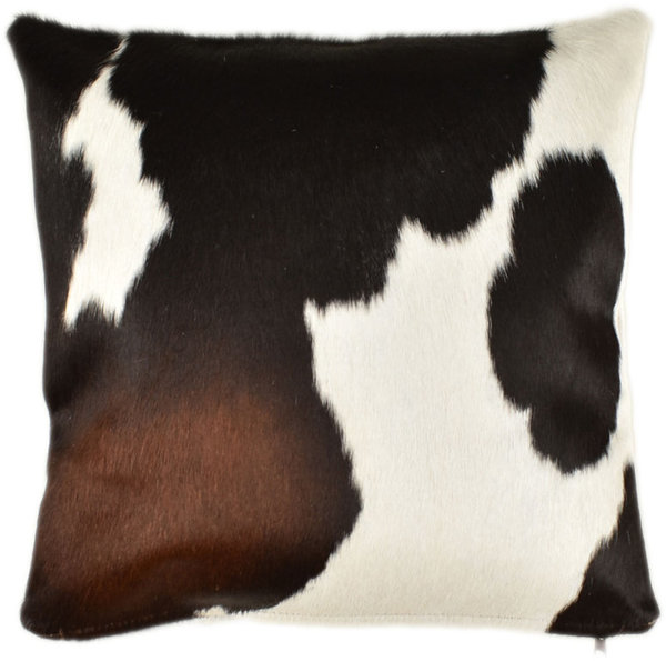 cowhide cushion cover tricolor brown & white 40 x 40 cm